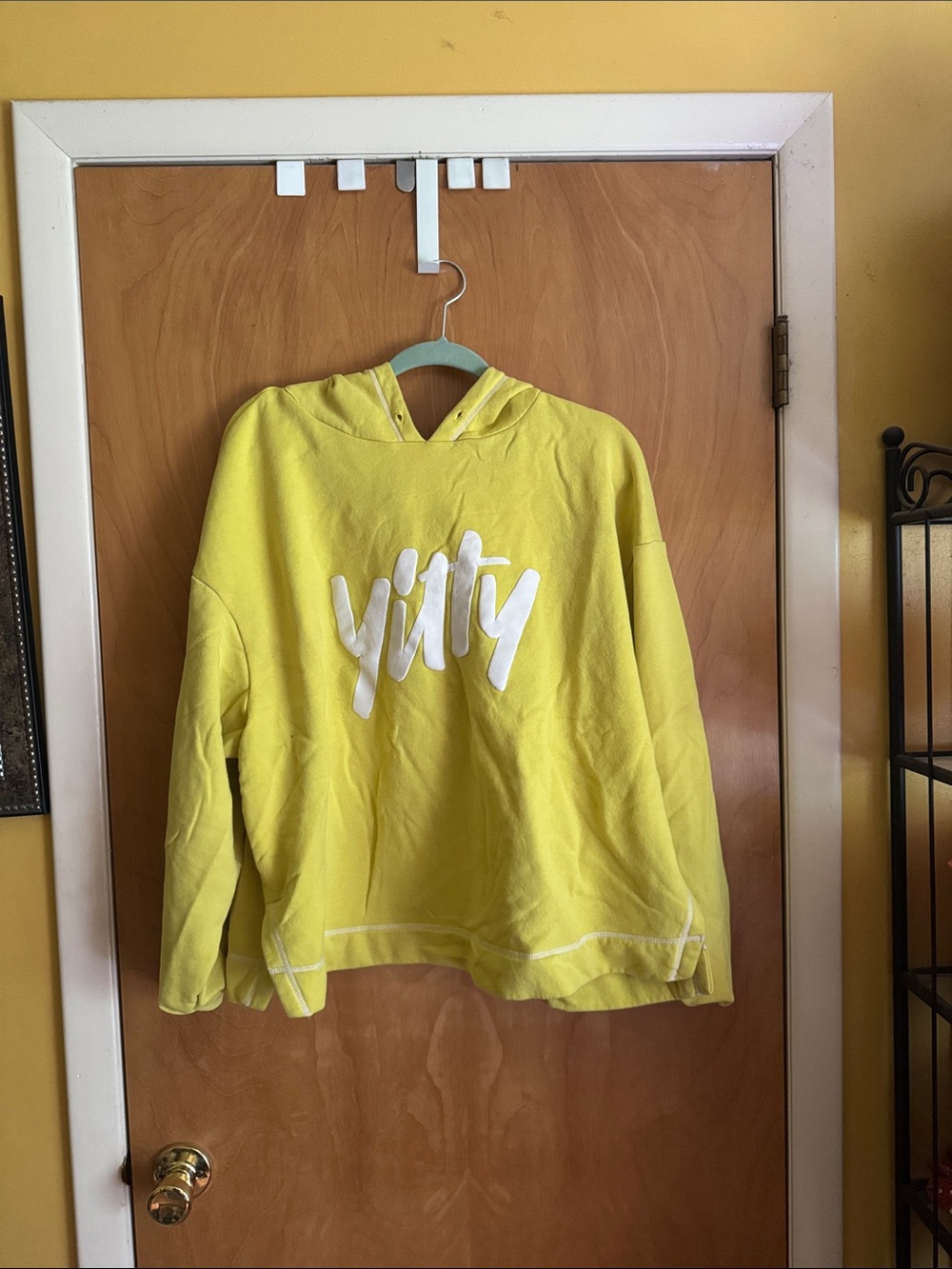 YITTY Bright Yellow Hoodie with White Script Logo - Picture 1 of 3